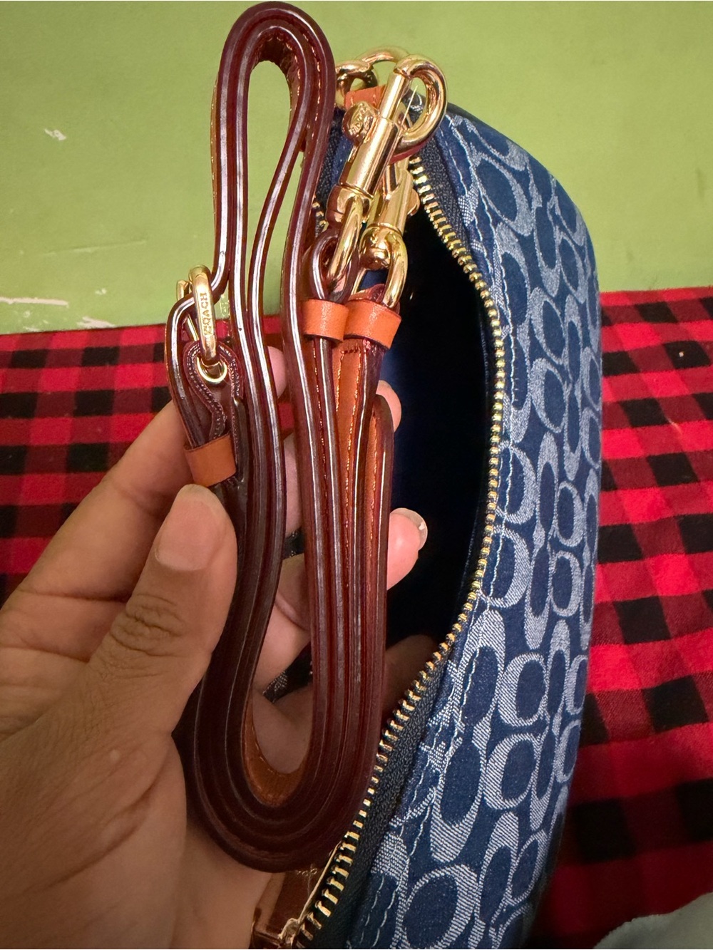 Coach Denim Signature Jacquard Shoulder Bag with Strap - Picture 7 of 8